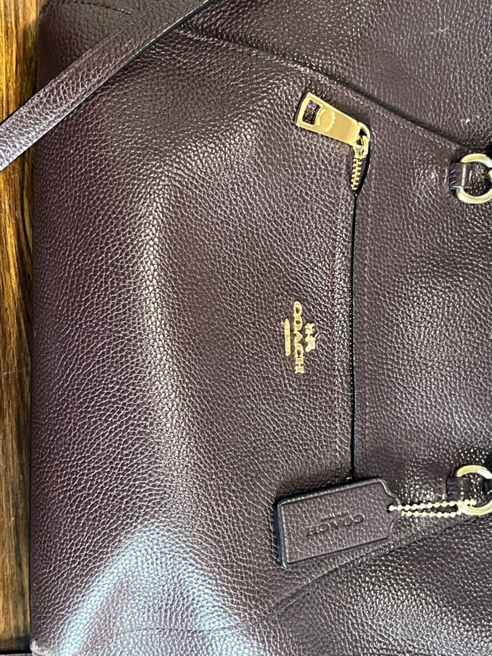 Coach Pebbled Leather Satchel in Deep Plum/Burgundy with Gold Hardware - Picture 6 of 16